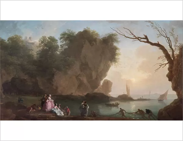 Vernet - Sunset: View over a Bay with Figures N070601
