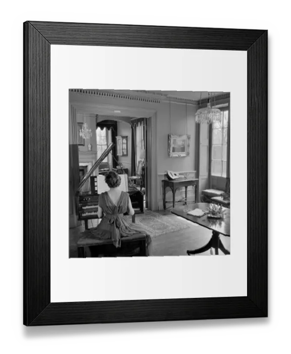 Framed Print : Woman playing harpsichord a071907 Framed Print : Woman playing harpsichord a071907