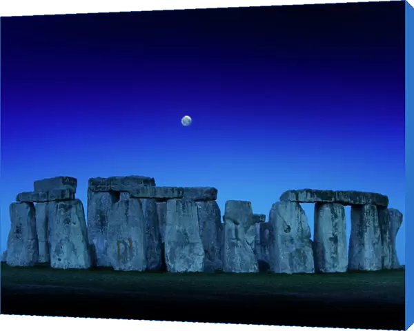 Stonehenge at dusk with moon N110366