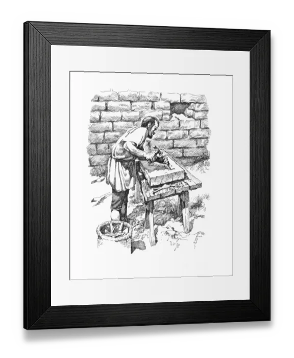 Framed Print : Inscribing a tablet IC048  /  064