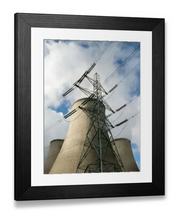 Framed Print : Cooling towers and pylons DP157352