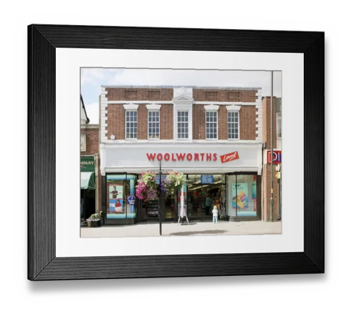 Framed Print : Woolworths shopfront, Ledbury a009148