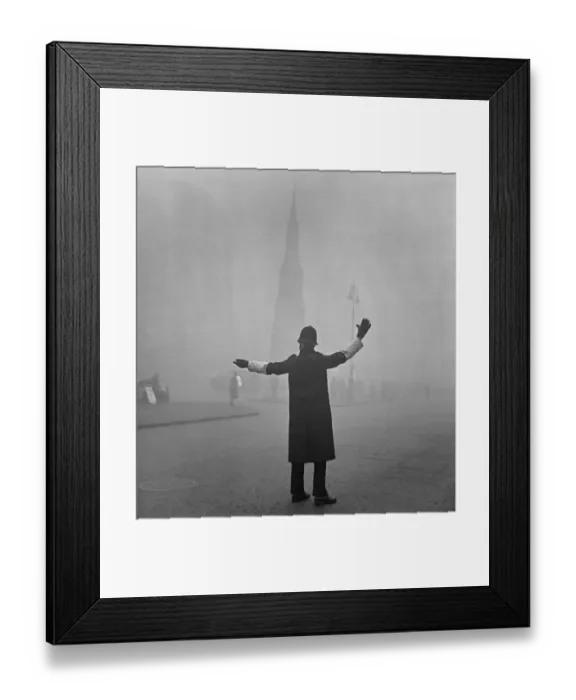 Framed Print : Foggy London. Policeman, Strand a100360