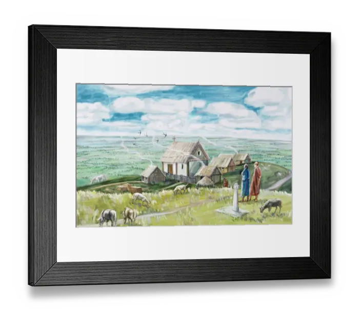 Framed Print : Monastic settlement, Glastonbury Tor J920411 Framed Print : Monastic settlement, Glastonbury Tor J920411