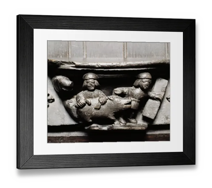 Framed Print : Leading a pig to slaughter a058914