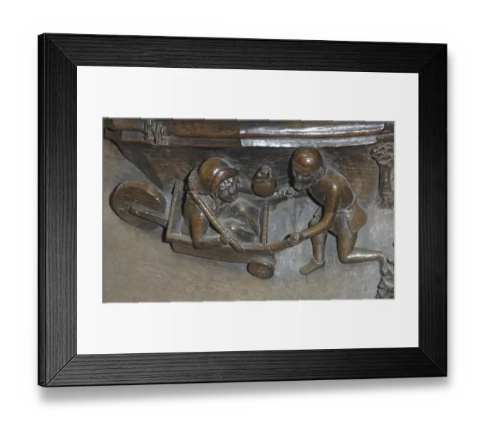 Framed Print : Man pushing woman in wheelbarrow DP033058