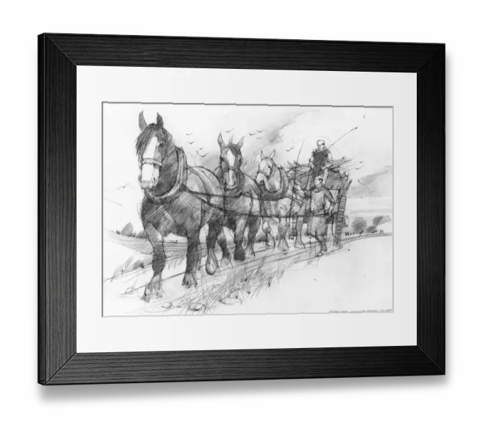 Framed Print : Horses pulling cart IC086_019
