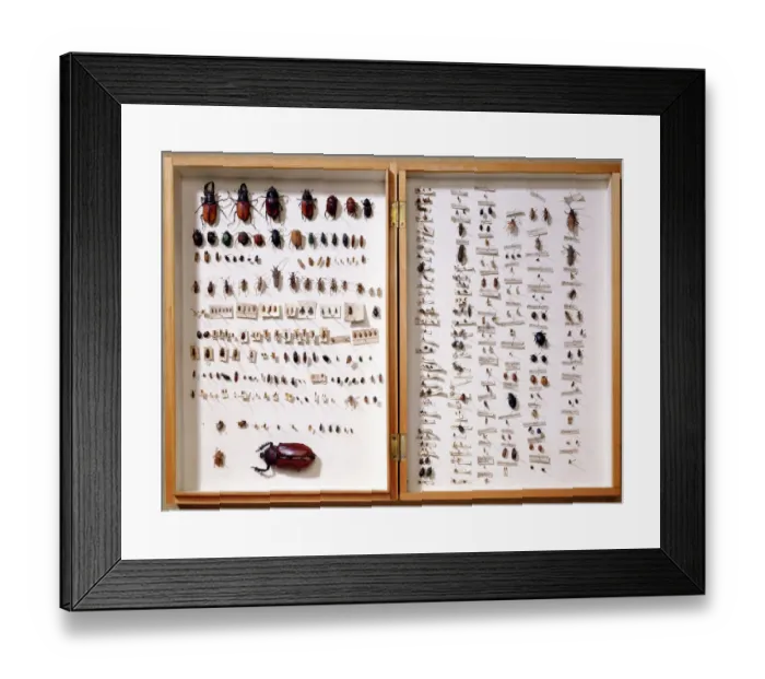 Framed Print : Beetle display case J970134