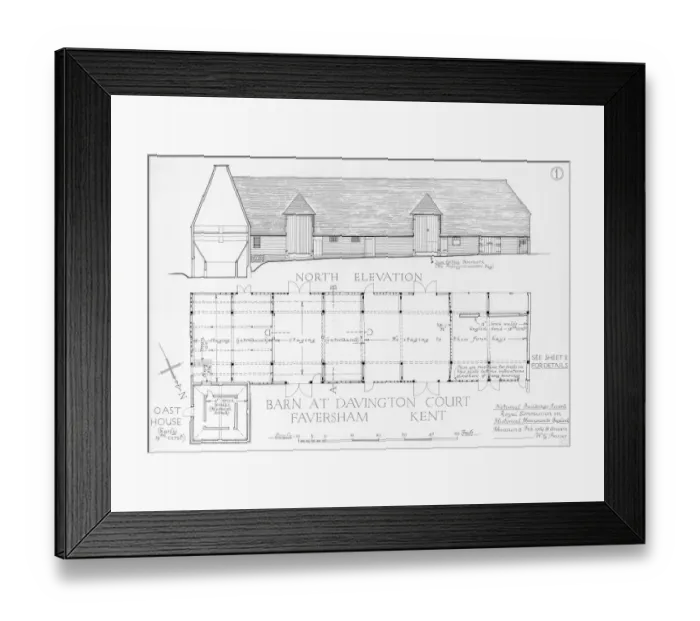 Framed Print : Barn and Oast House at Davington Court, Faversham MD64_00258