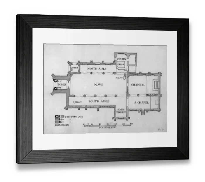 Framed Print : Kenilworth Church Plan MD53_00039