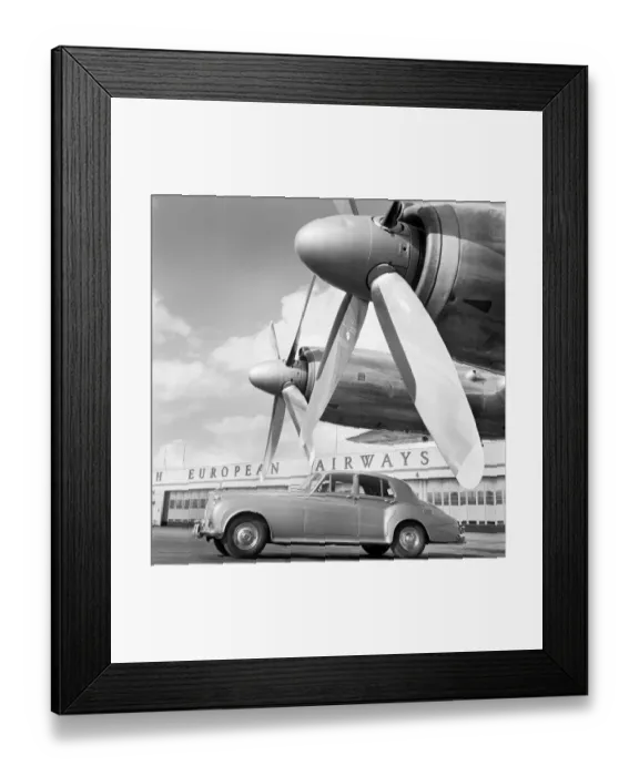 Framed Print : Bentley car and aircraft propellers a087923