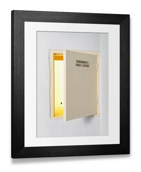 Framed Print : Emergency drug locker DP149301