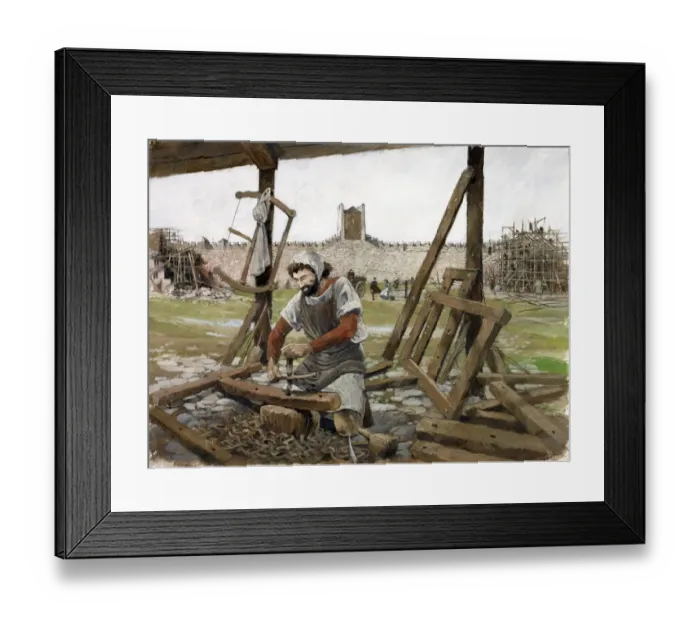 Framed Print : Carpenter, Scarborough Castle, 12th century J000087