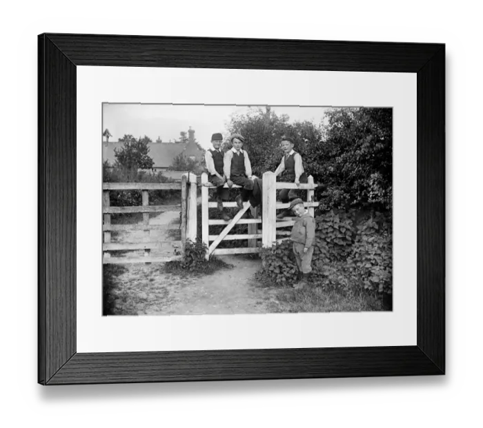 Framed Print : Boys sitting on gate a97_05319