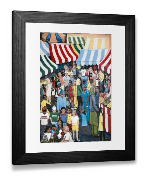 Framed Print : Market scene mural DP035240