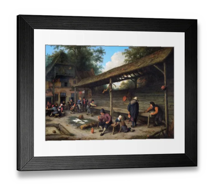 Framed Print : Van Ostade - Courtyard of an inn... N070679 Framed Print : Van Ostade - Courtyard of an inn... N070679