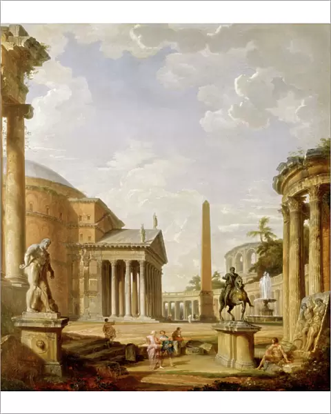 Panini - Capriccio of Roman ruins with the Pantheon J880469