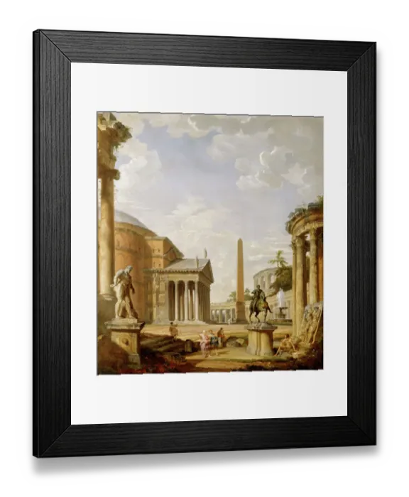 Framed Print : Panini - Capriccio of Roman ruins with the Pantheon J880469