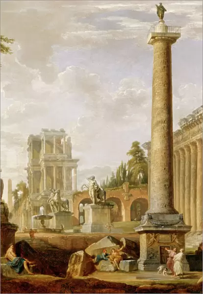 Panini - Capriccio of Roman ruins with Trajans Column J880470