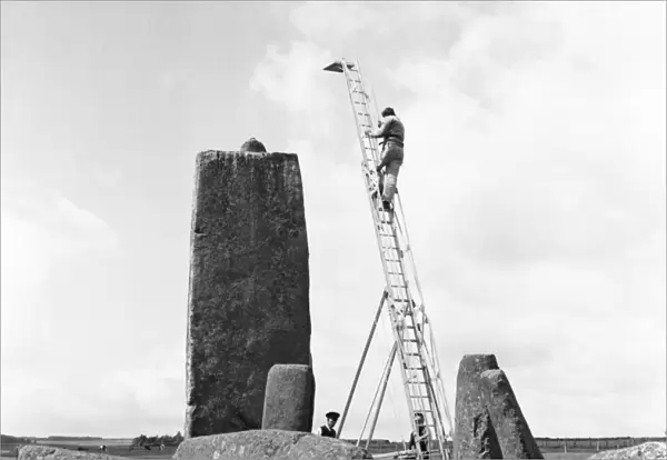 Stonehenge showing photographers ladder in 1954 P50803