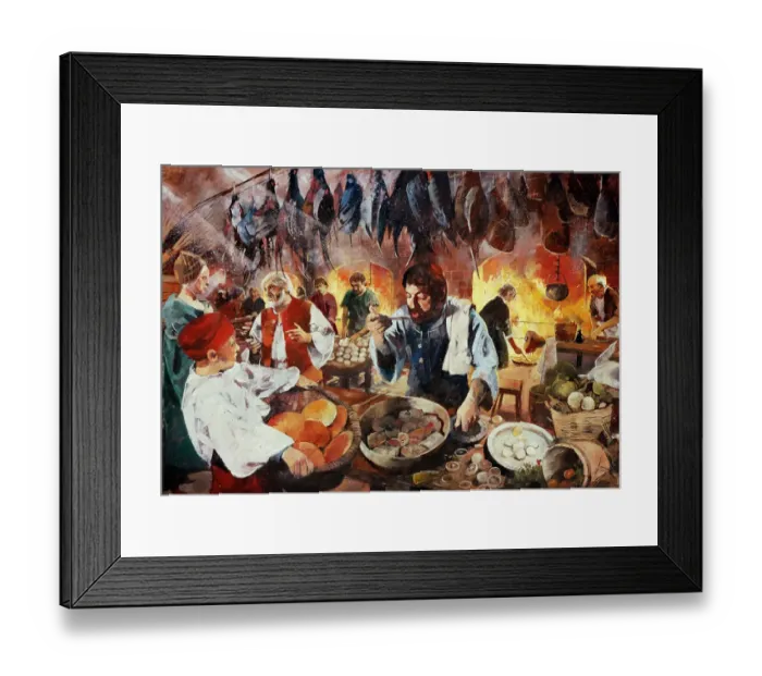 Framed Print : Tudor kitchen J000001