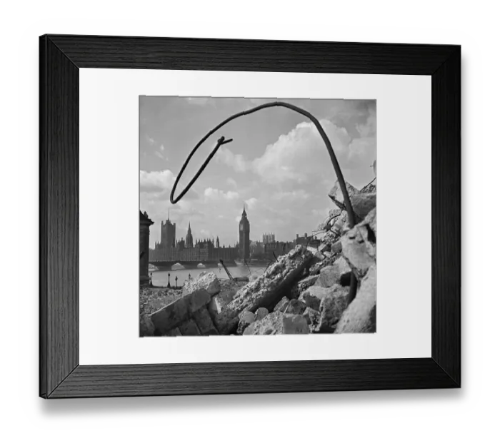 Framed Print : Palace of Westminster and debris a093799