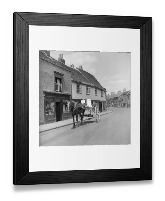 Framed Print : Horse drawn milk float a98_16568