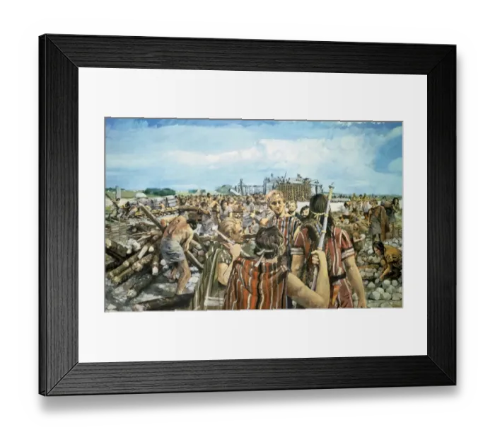 Framed Print : Stonehenge construction c. 2300BC H870001 Framed Print : Stonehenge construction c. 2300BC H870001