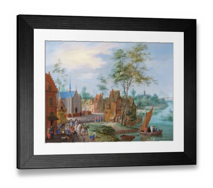 Framed Print : Gysels - A Flemish Village with River View N070592 Framed Print : Gysels - A Flemish Village with River View N070592
