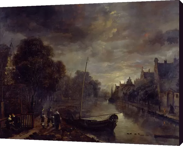 Van Der Neer - Canal in a Dutch Town by Moonlight J950099