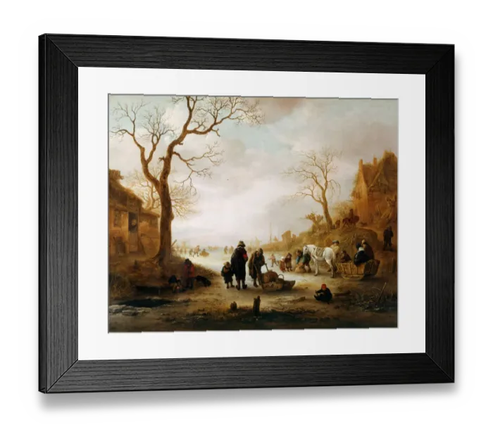 Framed Print : Van Ostade - Canal in Winter J920624 Framed Print : Van Ostade - Canal in Winter J920624