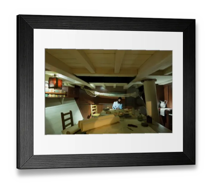 Framed Print : Reconstruction of Darwins cabin on HMS Beagle N090136
