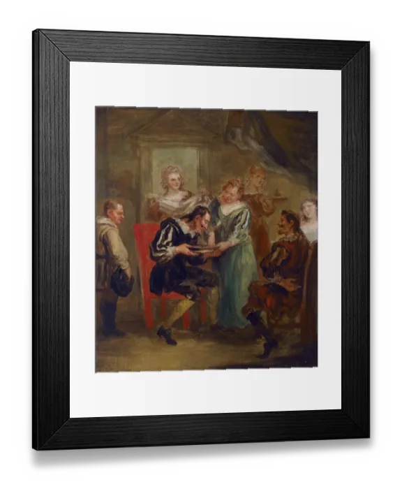 Framed Print : Vanderbank - Don Quixote washing his beard J920085