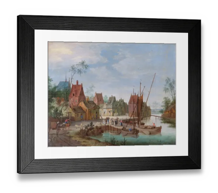 Framed Print : Gysels - A Flemish Village: the River Landing Stage N070602