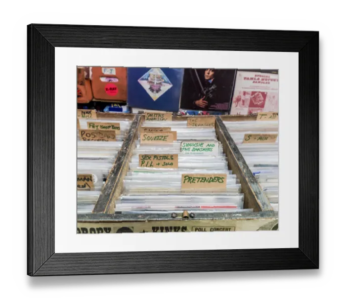 Framed Print : Box of 7 vinyl records DP165558