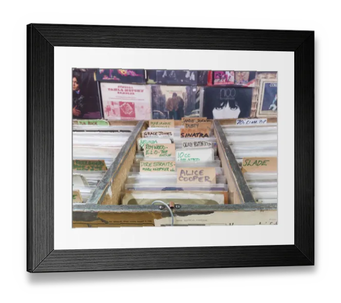 Framed Print : Box of 7 vinyl records DP165559 Framed Print : Box of 7 vinyl records DP165559