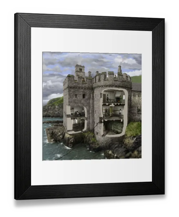 Framed Print : Dartmouth Castle gun tower IC123  /  001