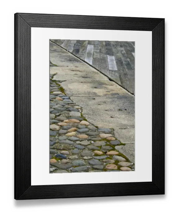 Framed Print : Cobbles, concrete and boarding DP073752