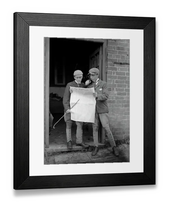 Framed Print : Two horsemen reading The Sportsman BB98_02592 Framed Print : Two horsemen reading The Sportsman BB98_02592