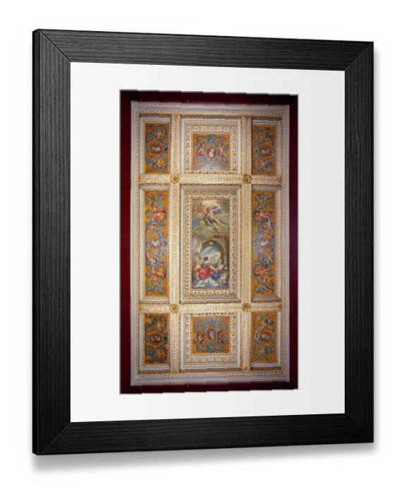 Framed Print : Chiswick House, Red Velvet Room ceiling J970259