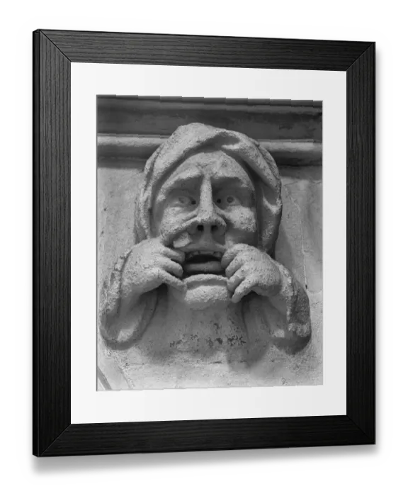 Framed Print : Stone head, Temple Church DD004512
