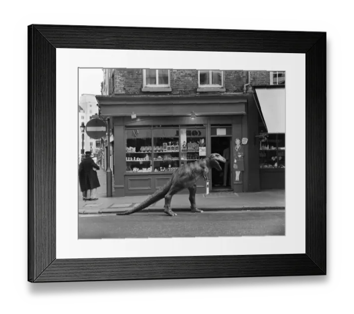 Framed Print : Model dinosaur, 1 Russell Street, Covent Garden DD004683