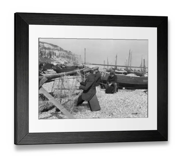 Framed Print : Mending nets at Hastings DIX02_01_256 Framed Print : Mending nets at Hastings DIX02_01_256