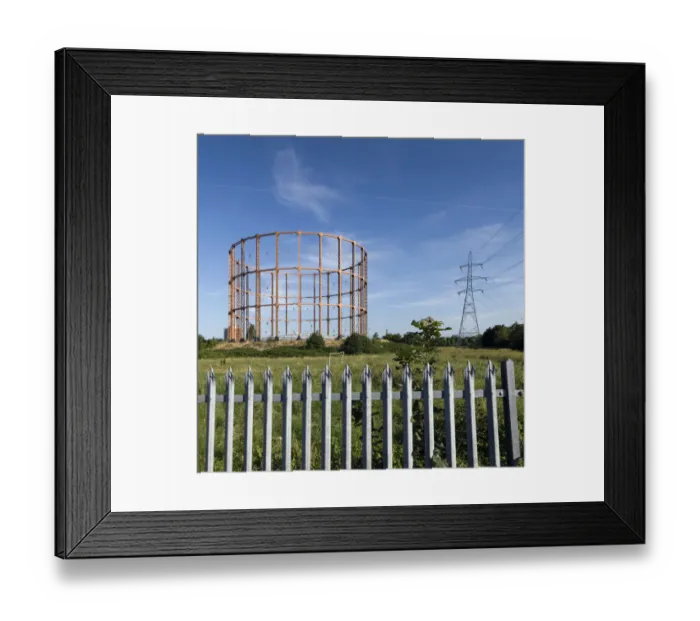 Framed Print : Gasholder and pylon DP183458