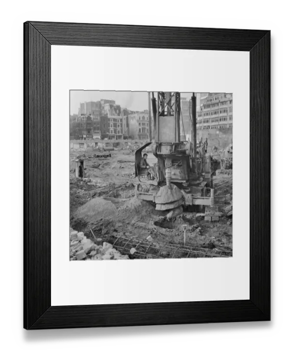 Framed Print : Barbican construction - piling JLP01_98_069763c