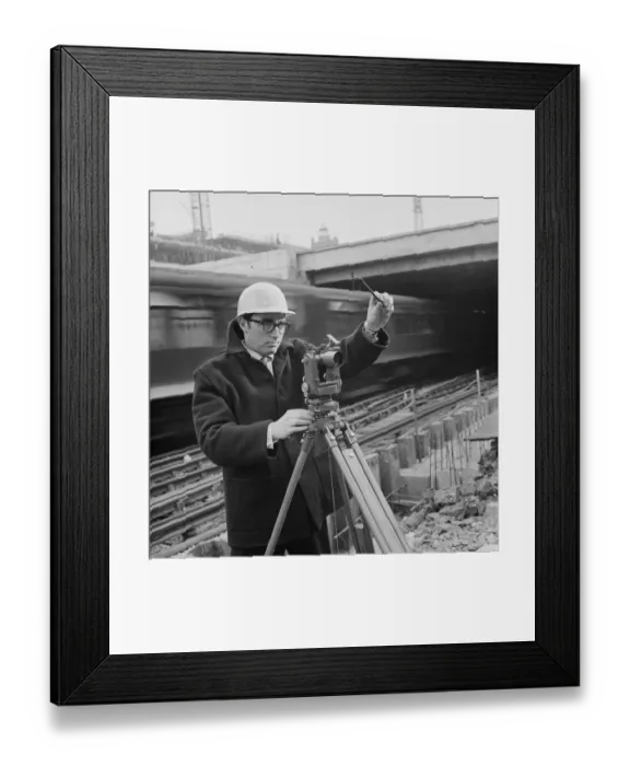 Framed Print : Barbican construction - surveying JLP01_08_073051