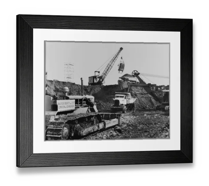 Framed Print : Excavators and dump trucks JLP01_01_080_75 Framed Print : Excavators and dump trucks JLP01_01_080_75