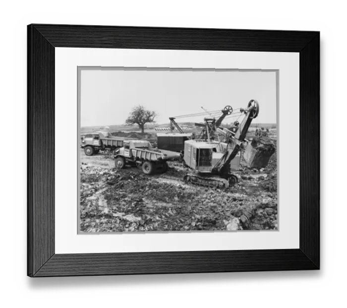 Framed Print : Excavators and dump trucks JLP01_01_074_36
