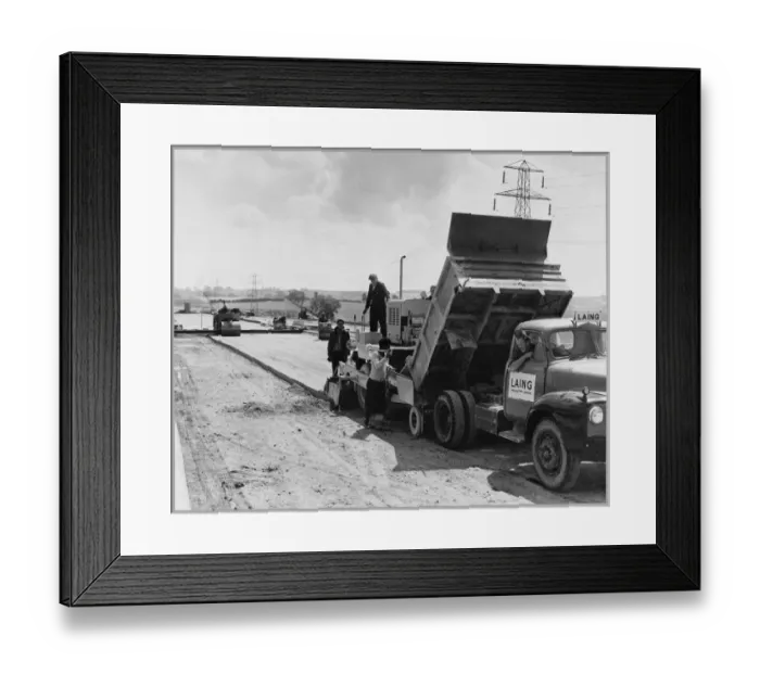 Framed Print : Motorway base course construction JLP01_142_53