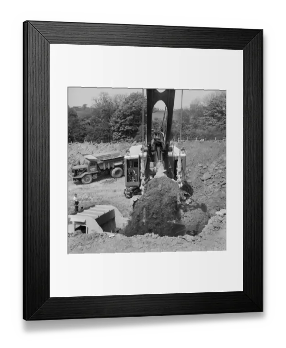 Framed Print : Excavator and dump truck JLP01_08_059930